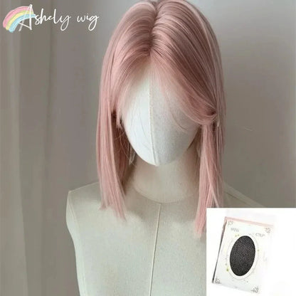 Kawaii Pink Blonde Bob Wig 🌸✨ | Lace Front Headband Wig for Cosplay & Daily Style 🎀💖