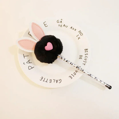 Kawaii Bunny Plush Gel Pen 🐰✨ | Adorable Fluffy Rabbit Stationery for School & Office 🌸💖