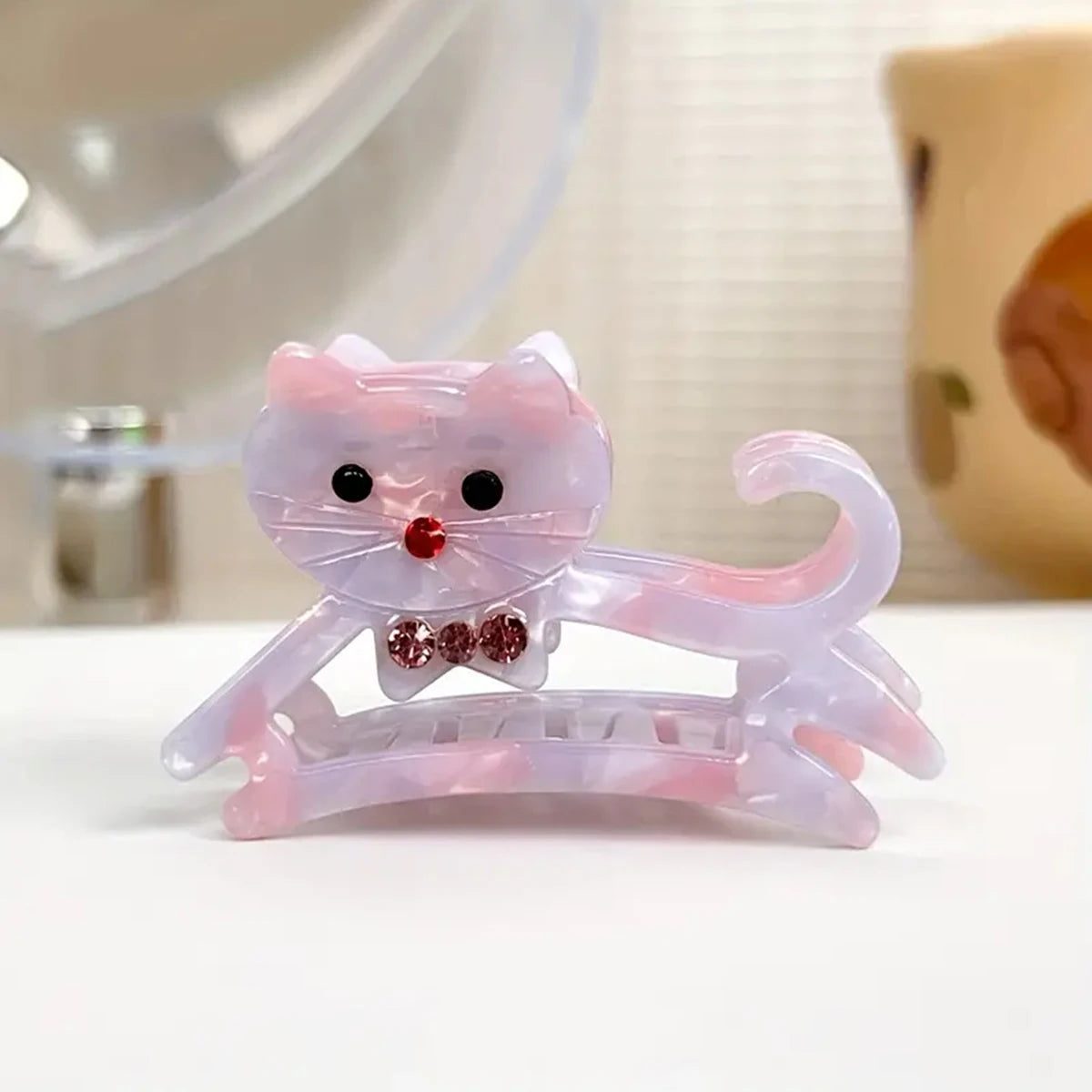 Korean Cute Cat Hair Clip for Half Ponytail Women 🐱✨ Sweet Bow Accent