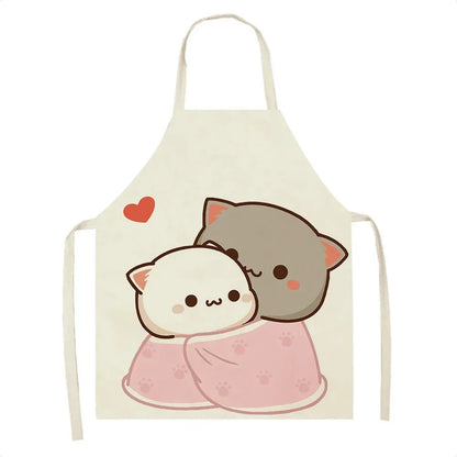 Cute Cartoon Cat Cooking Apron 💕🐱 - Fun & Mess-Free for Couples in the Kitchen 🍳👩‍🍳 - Pixie Quill