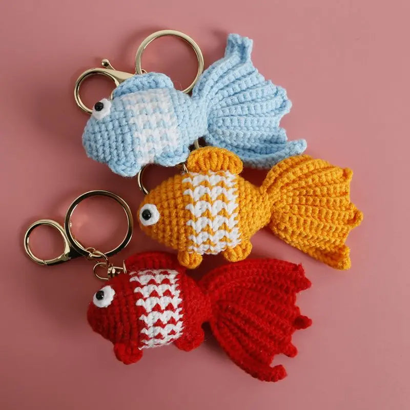Cute Clown Fish Crochet Keychains For Bags, Handmade Goldfish Charm 🧶🐠