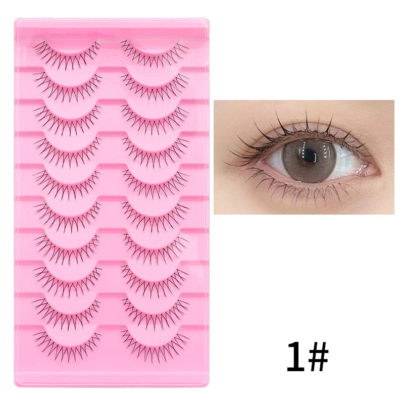 Adorable Manga Style False Eyelashes 10 Pairs Natural Full Strip Lashes For Anime Look Makeup ✨🐰🎀🌸