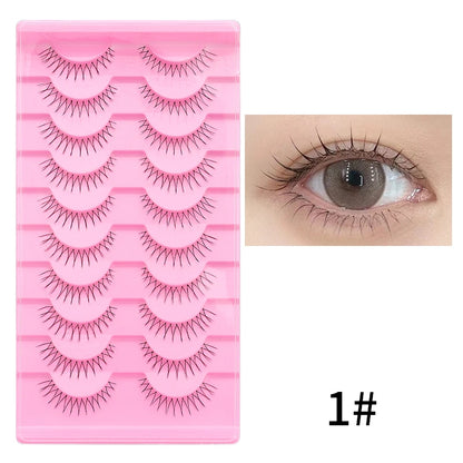 Adorable Manga Style False Eyelashes 10 Pairs Natural Full Strip Lashes For Anime Look Makeup ✨🐰🎀🌸