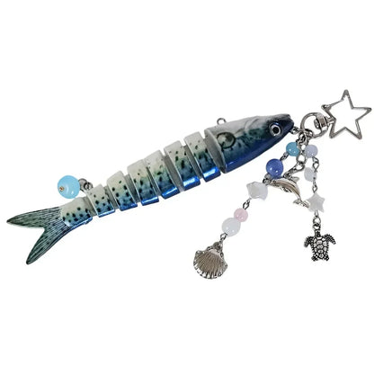 Playful Plastic Fish Keychain 🐟 Multi Jointed Backpack Charm Gift
