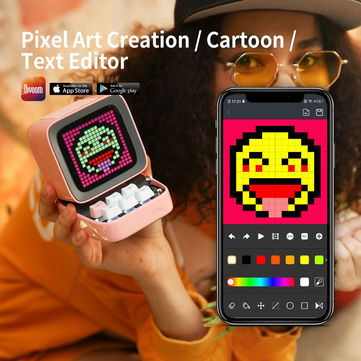 Kawaii Divoom Ditoo-Pro Retro Pixel Art Speaker 🎶✨ | Cute Bluetooth Alarm Clock & DIY LED Display 🎨💖