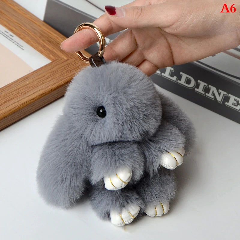 Fluffy Bunny Keychain 🐰✨ Adorable Pom Pom Charm for Bags & Keys! 🐇💖 - Pixie Quill