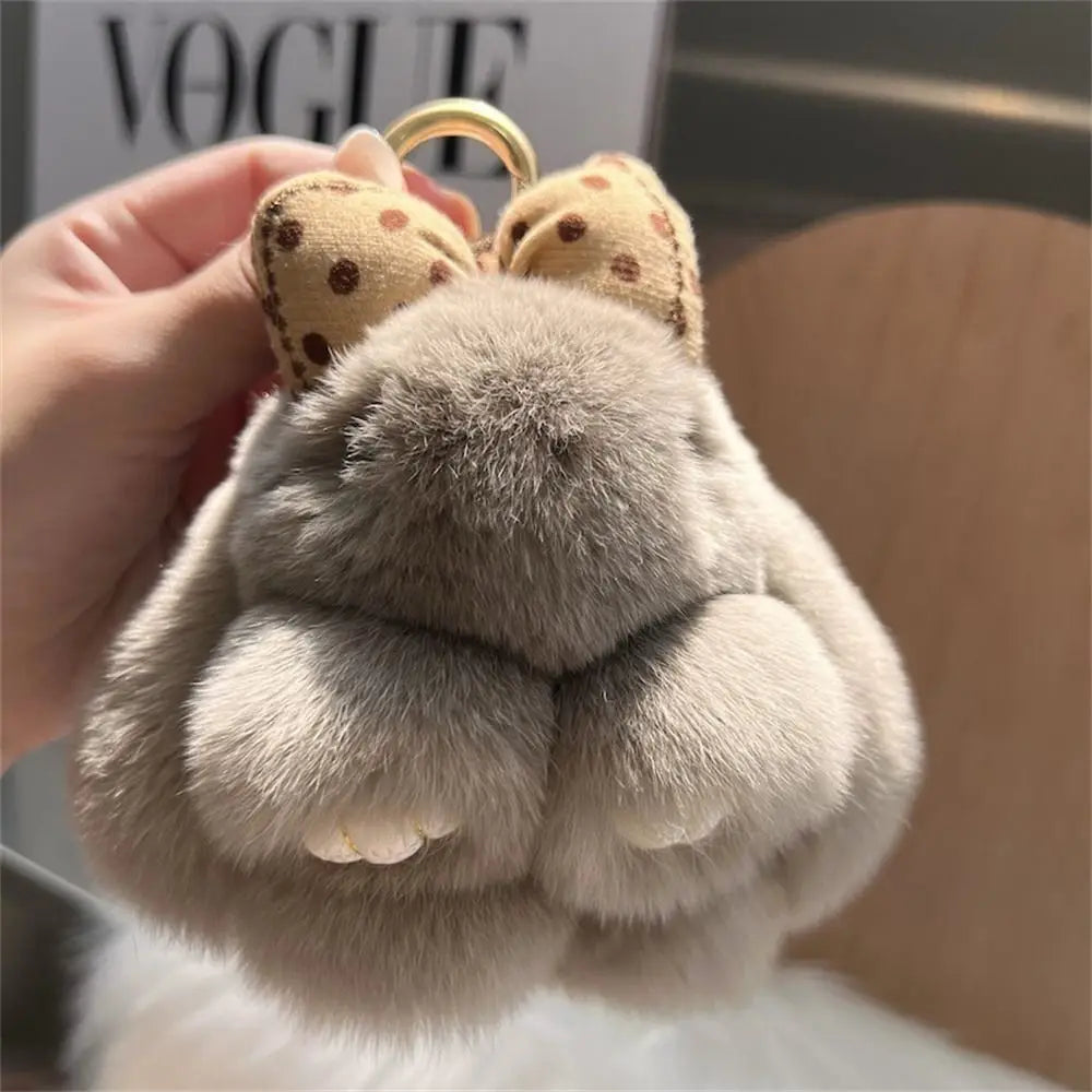 Plush Bunny Keychain Cute Bowknot Fur Rabbit Toy Charm 🐰✨