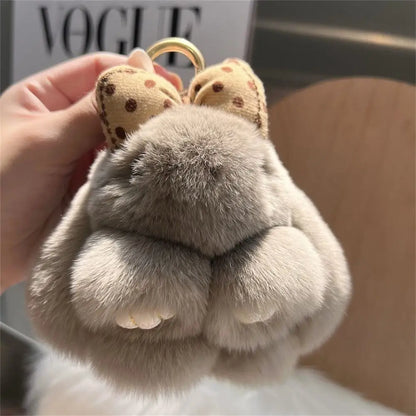 Plush Bunny Keychain Cute Bowknot Fur Rabbit Toy Charm 🐰✨