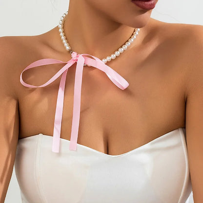 ✨Sweet Peach Heart Vibes 💖 Rope Ribbon Pendant Necklace for Trendy Ladies! 🌟