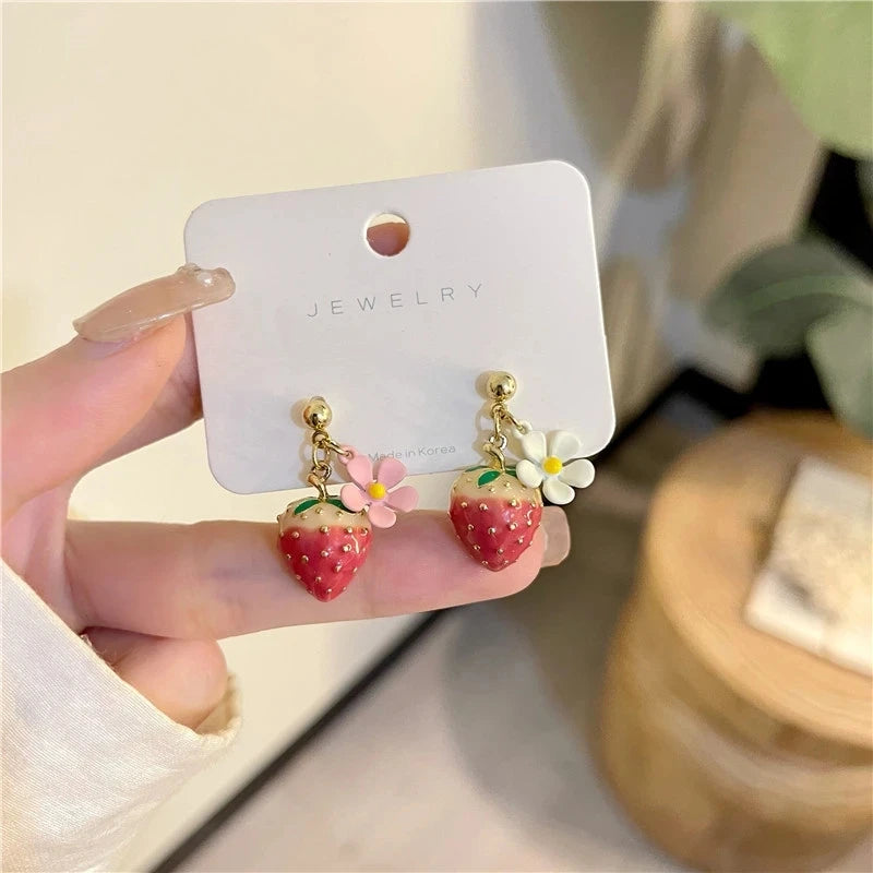 Kawaii Strawberry Drop Earrings 🍓✨ | Adorable Fashion Jewelry for Girls & Women 🎀 | Sweet Gifts & Hot Sale!