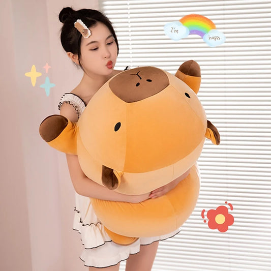 Kawaii Capybara Plush Hug Pillow 🐾✨ | Adorable Round Stuffed Animal Cushion Gift 🎁 | Soft & Cuddly Aquatic Friend