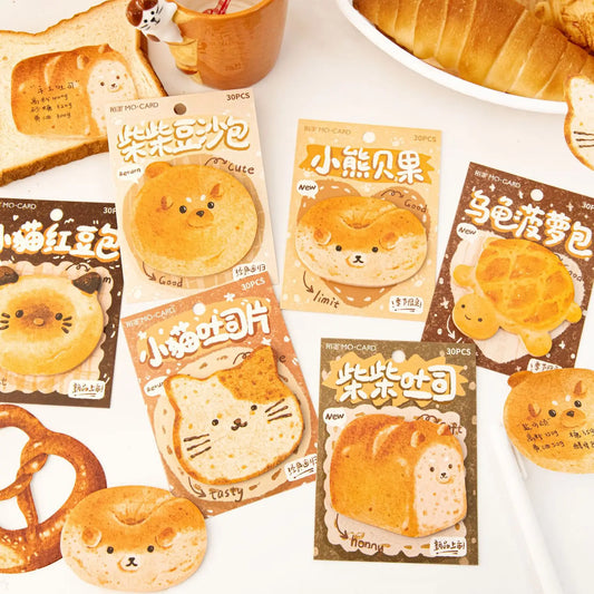 🐾 Adorable Animal Toast Sticky Notes - 30 Sheets of Cuteness for Your Planner! 🍞✨