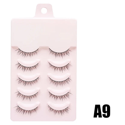 Pastel Little Devil Anime Lashes 5 Pairs Clear Band Full Strip For Natural Daily Manga Style Eyelashes 😈👁️✨