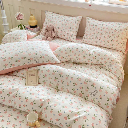 Cute Cat & Floral Duvet Cover Set 🌸🐱 | Adorable Bedding for Girls & Kids!