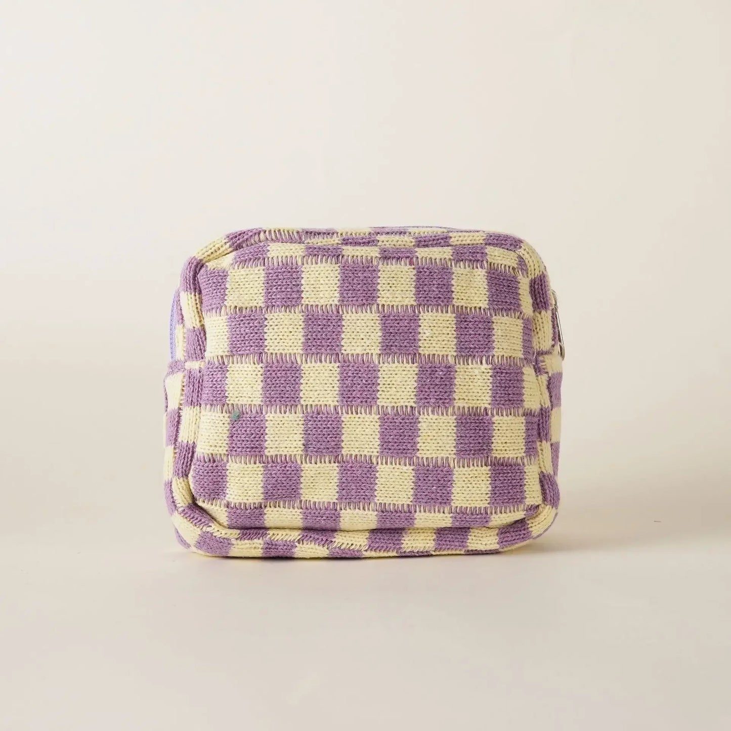 Kawaii Colorful Knitted Checkerboard Mini Makeup Pouch 🎀✨ - Portable Cosmetic Bag for Women 💖👜