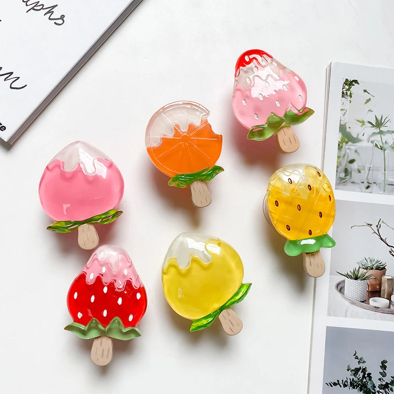 Kawaii 3D Fruit Popsicle Phone Grip Tok 🍉🍓 | Cute Stand Holder for iPhone & Samsung 🍍📱