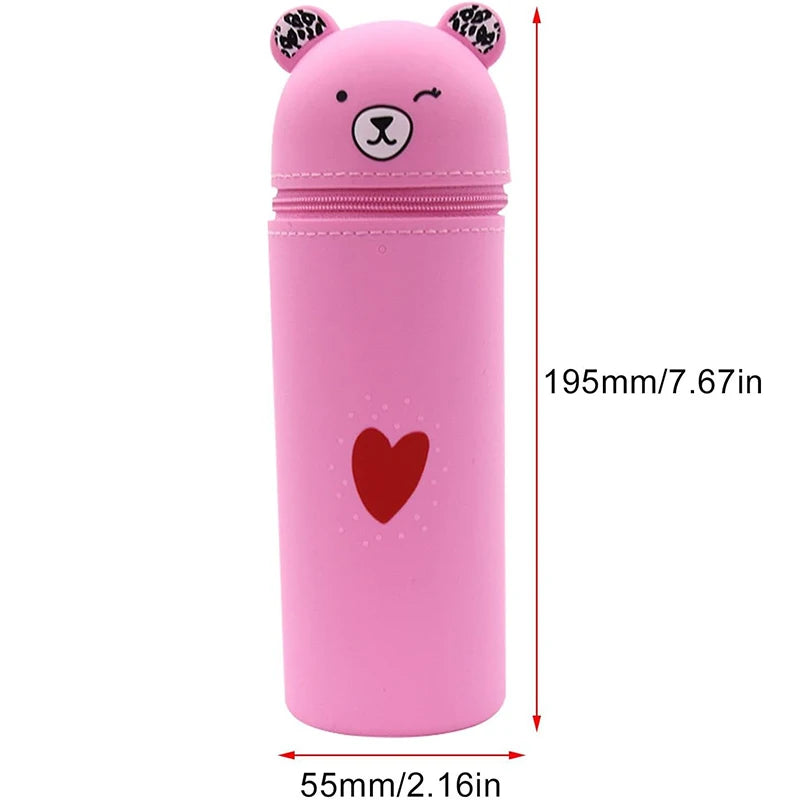 Kawaii Bear Silicone Pencil Case 🐻✨ | Cute & Portable Stationery Organizer with Large Capacity! 🎨✏️