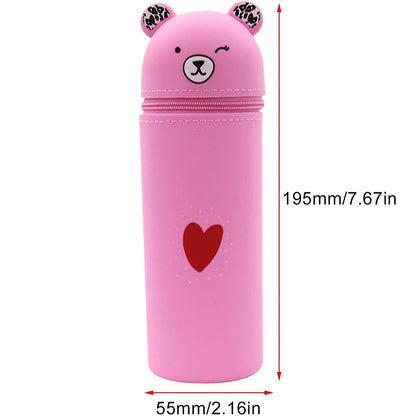 Kawaii Bear Silicone Pencil Case 🐻✨ | Cute & Portable Stationery Organizer with Large Capacity! 🎨✏️