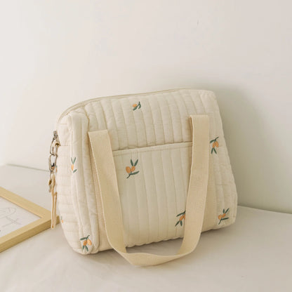 Kawaii Bear Embroidered Baby Diaper Bag 🐻💕 | Stylish Quilted Mummy Messenger Bag for Newborn Care & Stroller Storage 🌈✨