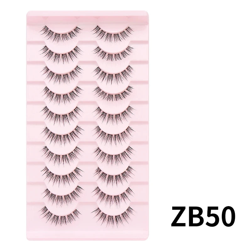 Adorable Manga Style False Eyelashes 10 Pairs Natural Full Strip Lashes For Anime Look Makeup ✨🐰🎀🌸