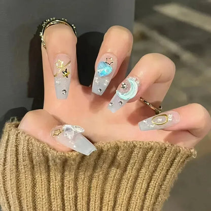 Kawaii Butterfly Dreams 🌸✨ 24pcs Press-On Fake Nails Set with Glue - Adorable Acrylic Tips for Stylish Girls 💖🦋