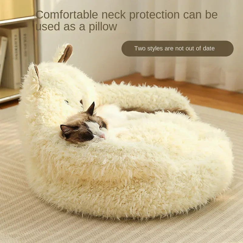 ✨ Cozy Alpaca Dream Bed for Cats 🐾 - Winter Warmth & Deep Sleep Delight! 💤