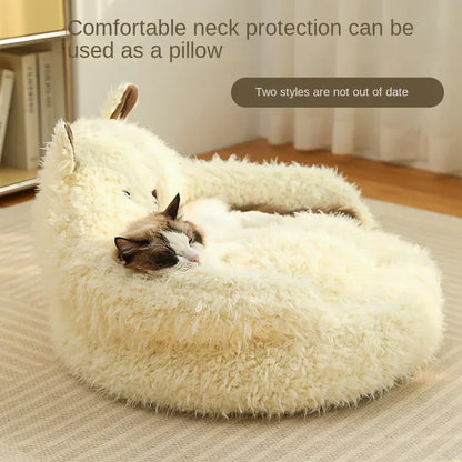 ✨ Cozy Alpaca Dream Bed for Cats 🐾 - Winter Warmth & Deep Sleep Delight! 💤