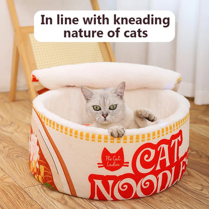 Kawaii Ramen Cat Cuddle Nest - Cozy Winter Retreat for Your Feline Friend 🐾💕