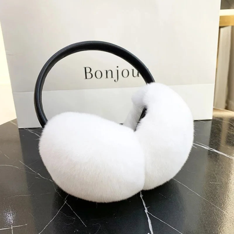 Natural Rex Rabbit Fur Ear Muffs For Women And Kids Cozy Winter Warmth 🐰
