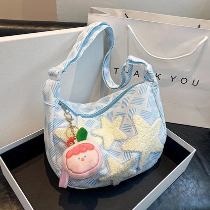 ✨ Kawaii Canvas Dumpling Messenger Bag 🌙 Cute Star-Embroidered Crossbody 💖