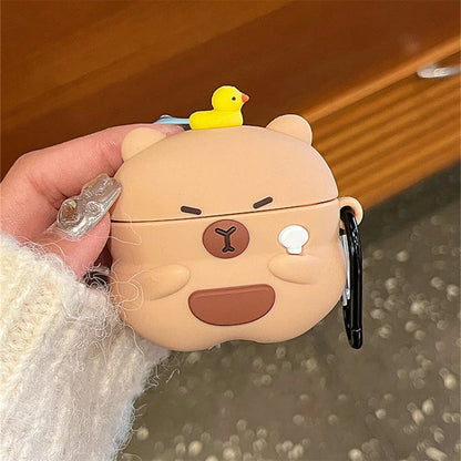 Kawaii 3D Capybara Duck Silicone AirPods Case 🦆✨ - Pixie Quill