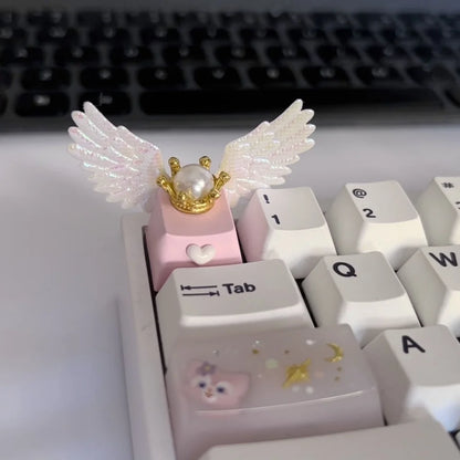 Kawaii Angel Wing Keycap 🌈✨ - Adorable Fairy Touch for Cherry Mechanical Keyboards! 🎹💕