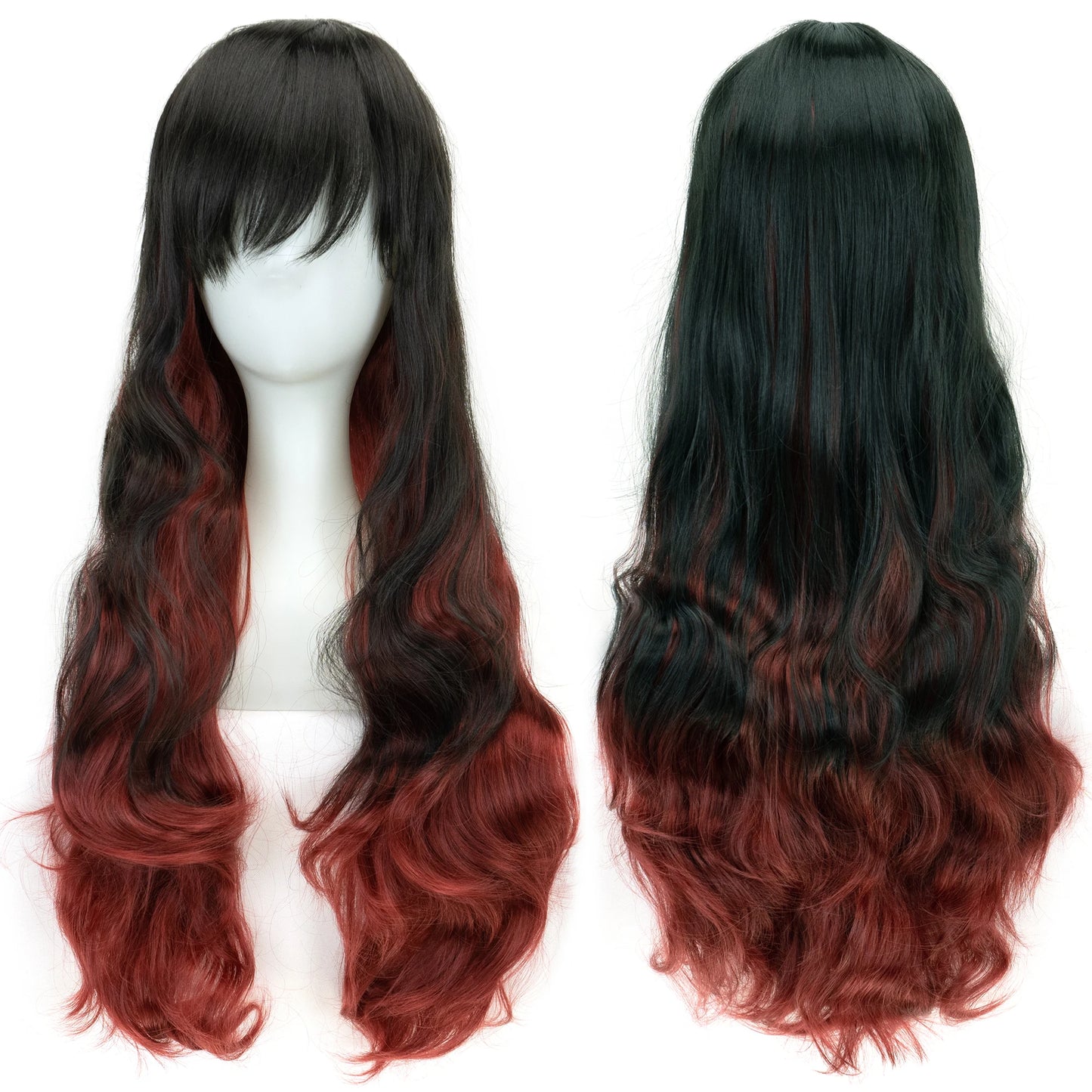 Soowee Rainbow Cute Ombre Cosplay Wig With Bangs For Black Women Synthetic High Temperature Fiber Halloween Costume 🌈✨