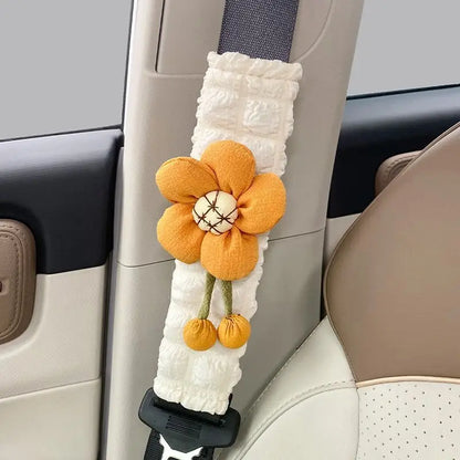 Kawaii Sunflower Car Seat Belt Cover 🌼✨ Cute Car Accessories & Decor