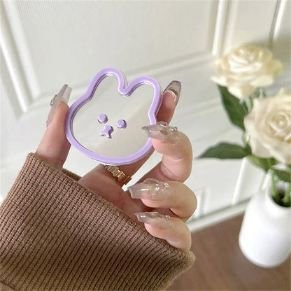 Kawaii Rabbit Mirror Grip Tok 🐰✨ | Adorable Foldable Phone Stand & Ring Holder for iPhone 📱💕