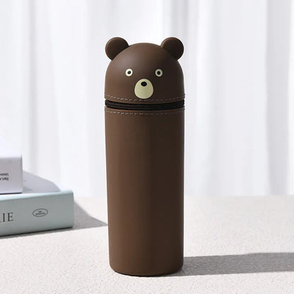 Bear Shaped Silicone Pencil Case Pen Holder For School Supplies Cute Storage 🐻✨
