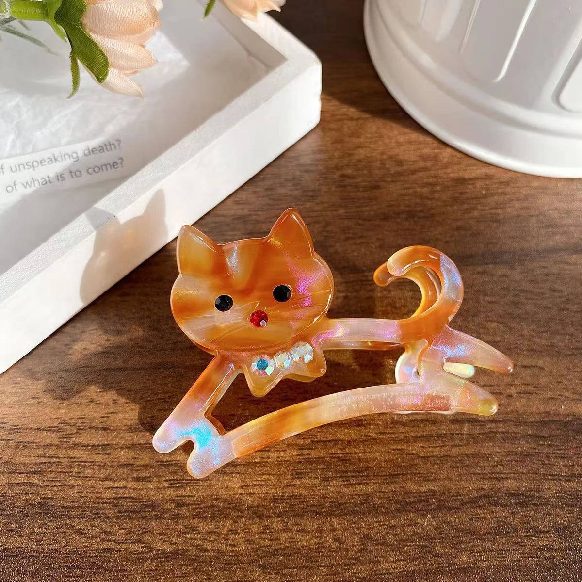 Korean Cute Cat Hair Clip for Half Ponytail Women 🐱✨ Sweet Bow Accent