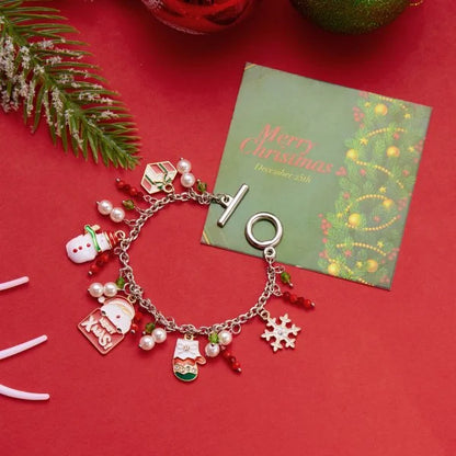 Whimsical Christmas Bracelet With Santa Snowman Star Pendant Jewelry Adjustable🎄
