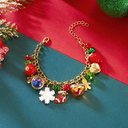 Whimsical Christmas Bracelet With Santa Snowman Star Pendant Jewelry Adjustable🎄