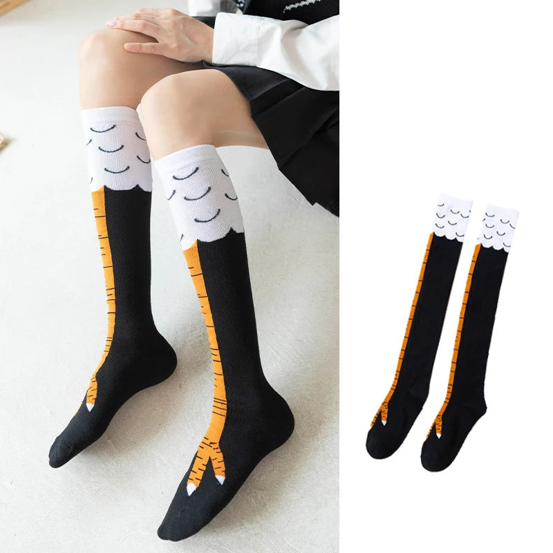 🐔 Kawaii Chicken Claw Thigh High Socks - Fun 3D Print Over Knee Stockings for Women 🧦✨