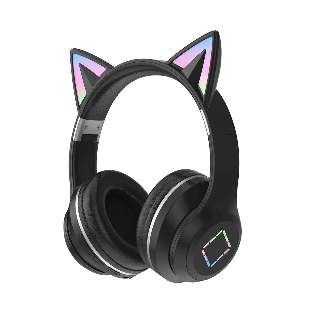 ✨ Kawaii Cat Ears LED Bluetooth Headphones 🎧 - Foldable Wireless Headset for Kids! 🐾🎶