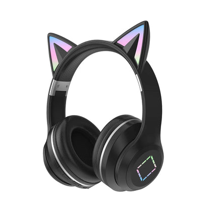 ✨ Kawaii Cat Ears LED Bluetooth Headphones 🎧 - Foldable Wireless Headset for Kids! 🐾🎶