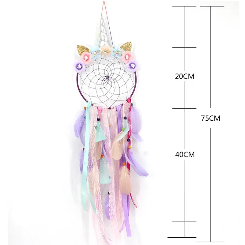 Kawaii Unicorn Dream Catcher 🌈✨ | Whimsical Boho Room Decor 🦄 | LED Baby Bedroom Gift 🎁 | Handcrafted Wall Hanging for Christmas & More!