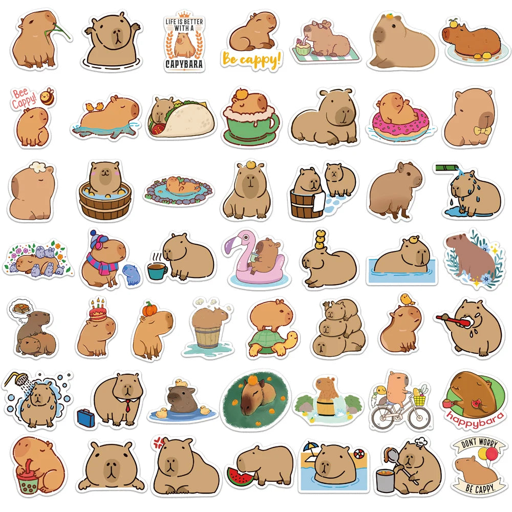 Adorable 50PCS Kawaii Capybara Stickers 🎉 | Perfect for Laptops, Luggage & More! 🐾✨