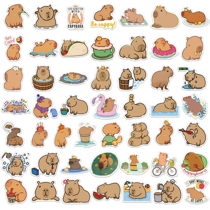 Adorable 50PCS Kawaii Capybara Stickers 🎉 | Perfect for Laptops, Luggage & More! 🐾✨