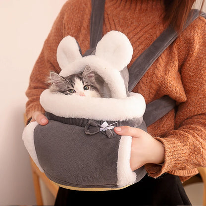 Kawaii Cozy Pet Backpack 🐾🌈 - Plush Travel Carrier for Cats & Dogs 🐶✨ Perfect for Outdoor Adventures!
