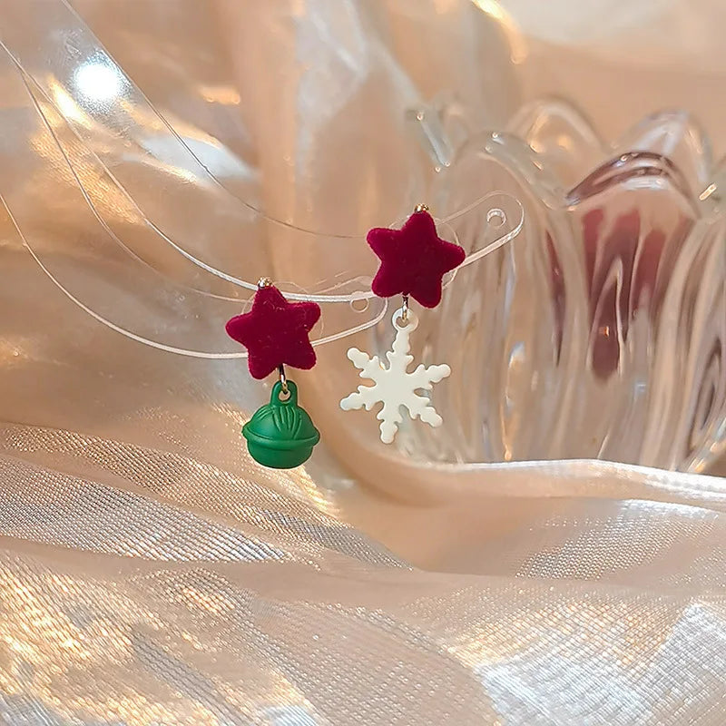 Christmas Red Bow Snowflake Drop Earrings For Women Long Party Jewelry Gift 🎀❄️✨