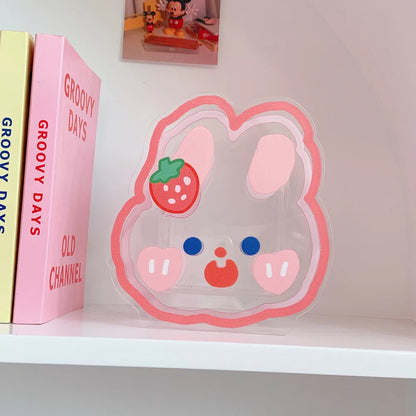 Acrylic Bear & Bunny Pen Holder 🐻🐰 - Cute Desktop Organizer for Makeup & Stationery ✨