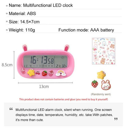 Kawaii Digital Alarm Clock 🌟 | Adorable Timekeeper with Fun Stickers 🎀 | Perfect for Students & Room Decor 💖