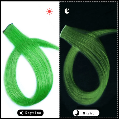 Glow In The Dark 20 Inch Rainbow Hair Extensions Clip On Wig ✨🌈🎀
